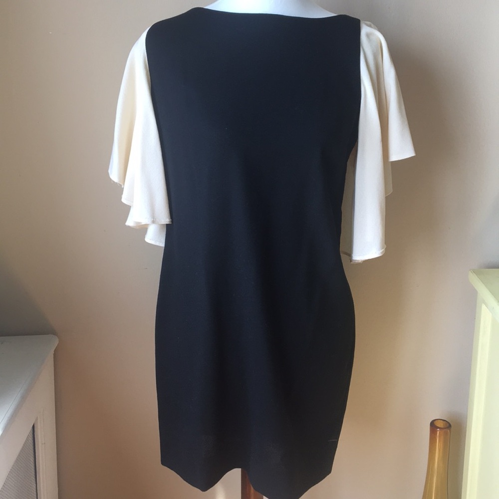 Foley Corinna Black Dress with White Sleeves